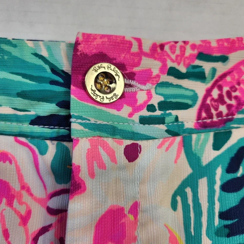 Lilly Pulitzer Womens Tropical Print Skort Sz 00 Bright Pink & Green Beach Skirt